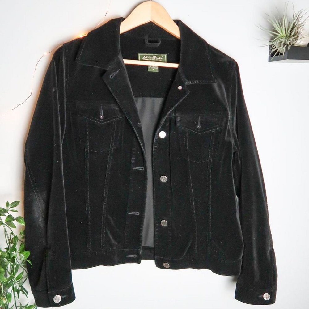 Eddie Bauer Black Suede Jacket Sz S